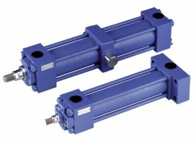 Darstellung blauer Zugankerzylinder von Bosch Rexroth des Händlers VOORTMANN