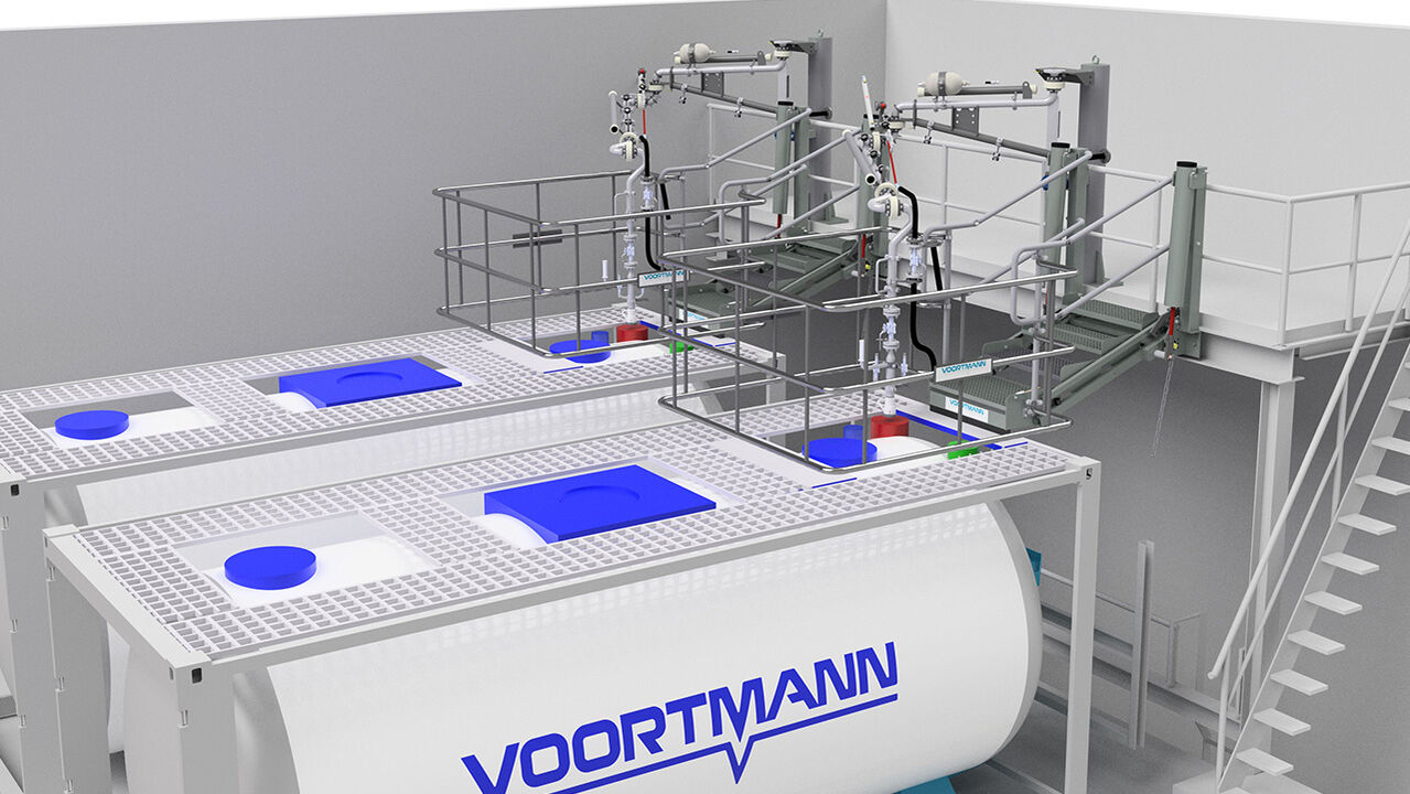 Verladestation / Entladestation von Iso-Containern mit Ethanol und Acethon