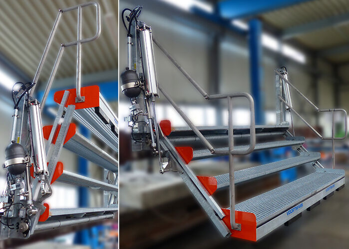 breite pneumatische Klapptreppe mit Signalfarben