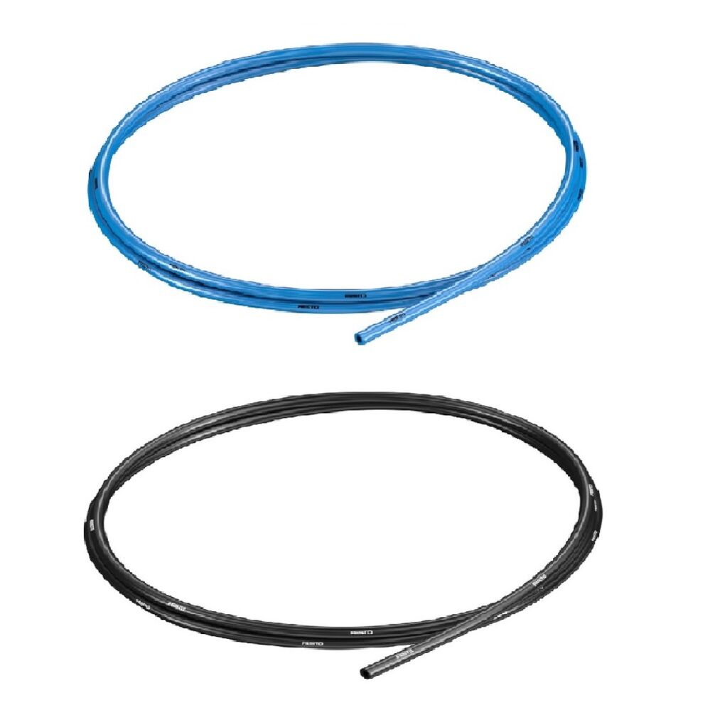 Abbildung eines blauen und schwarzen Pneumatikschlauchs von Festo