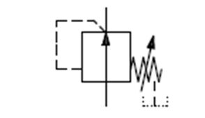 Hydraulik-Schaltzeichen: Direktgesteuertes Zwei-Wege-Druckreduzierventil mit externem Ölablauf