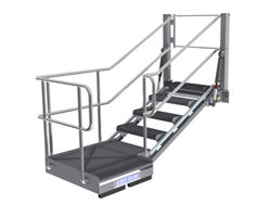 Klapptreppe, 5-stufig, Plattformstufe links Klapptreppe 5-stufig, hydraulische Ausführung, mit Plattformstufe links