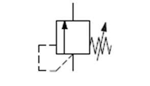 Hydraulik-Schaltzeichen: Direktgesteuertes Druckbegrenzungsventil, der Öffnungsdruck ist über Feder einstellbar
