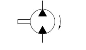 Hydraulik-Schaltzeichen: Pumpe/Motor mit konstantem Verdrängungs-/ Schluckvolumen und einer Drehrichtung (im Uhrzeigersinn)