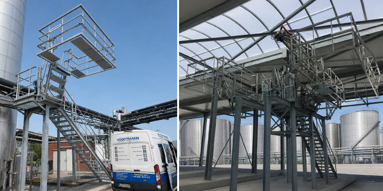 Verladeanlage mit Absturzsicherungen, tank truck fall fall protection with loading platform