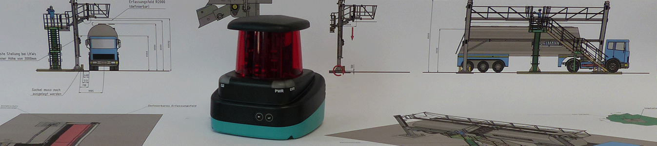 Schutzkorb mit 2-D-Laserscanner-Erfassung für Störkonturen