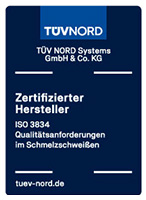 TÜV Nord Logo ISO 3834 - Zertifizierter Hersteller Schweißen - VOORTMANN