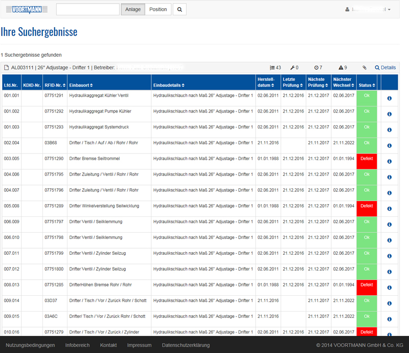 Sreenshot vom Voortmann Service Portal 