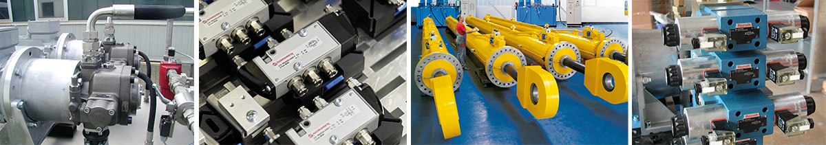 Hydraulik- und Pneumatik-Komponenten Hydraulik- und Pneumatik-Komponenten, Pumpen, Motoren, Ventile, Zylinder