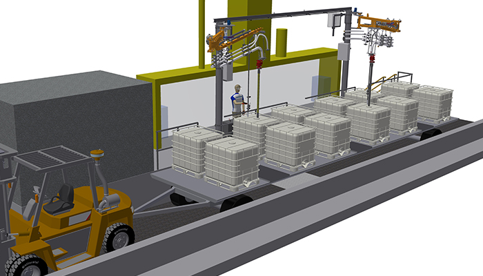 Abfüllanlage zum Entleeren von IBCs